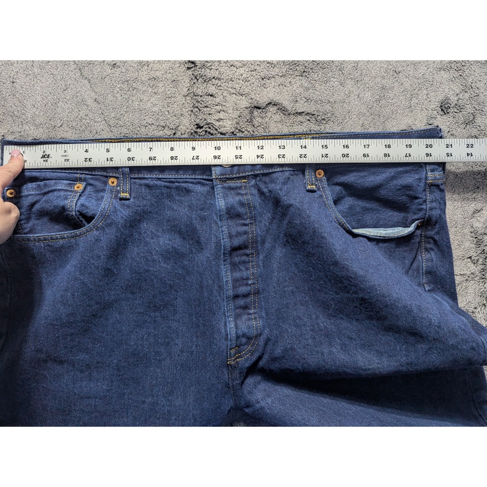 Levi's 501 Button Fly Straight Leg Jeans Men's Size 42x32 Dark Wash - Picture 8 of 15